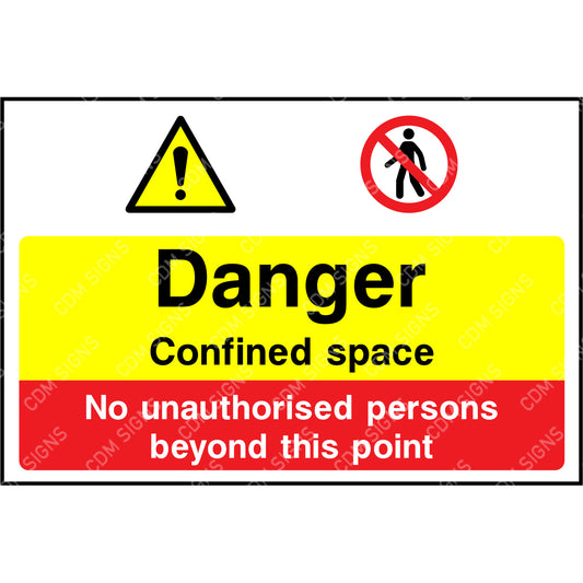 Danger confined space - multi message sign