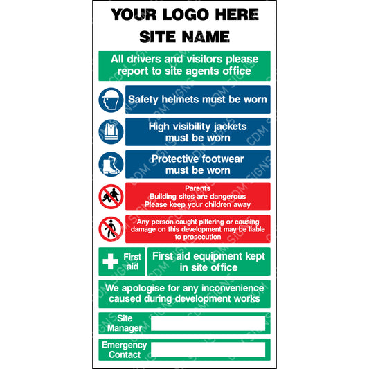 XL Site Safety - Multi message customisable sign