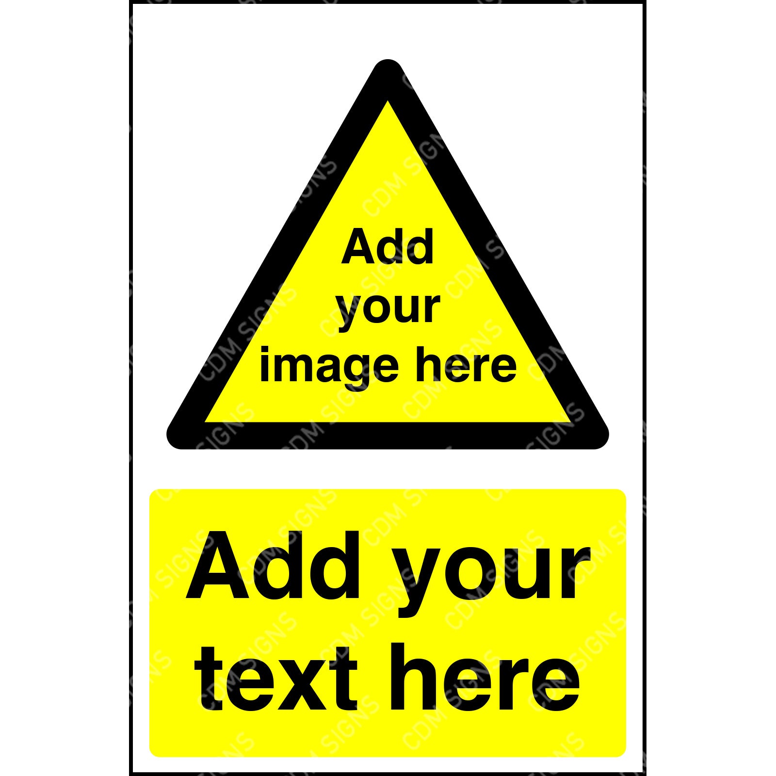 customisable yellow warning sign