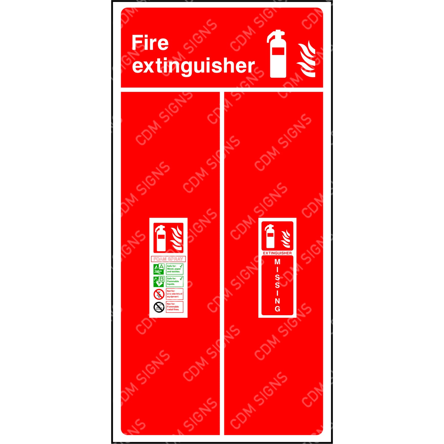 red fire extinguisher sign