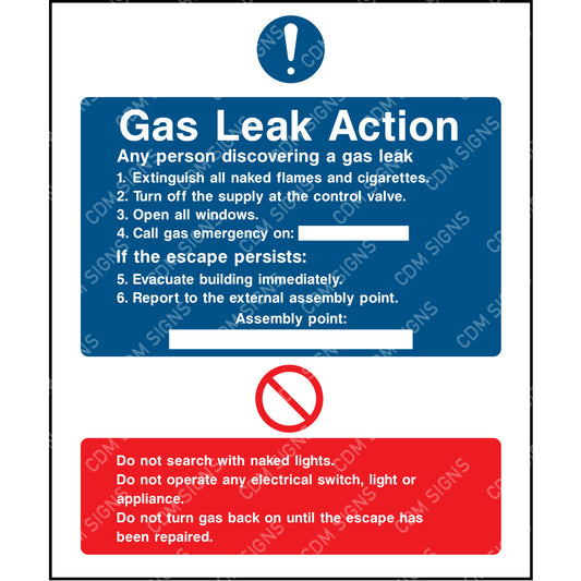 gas leak action sign