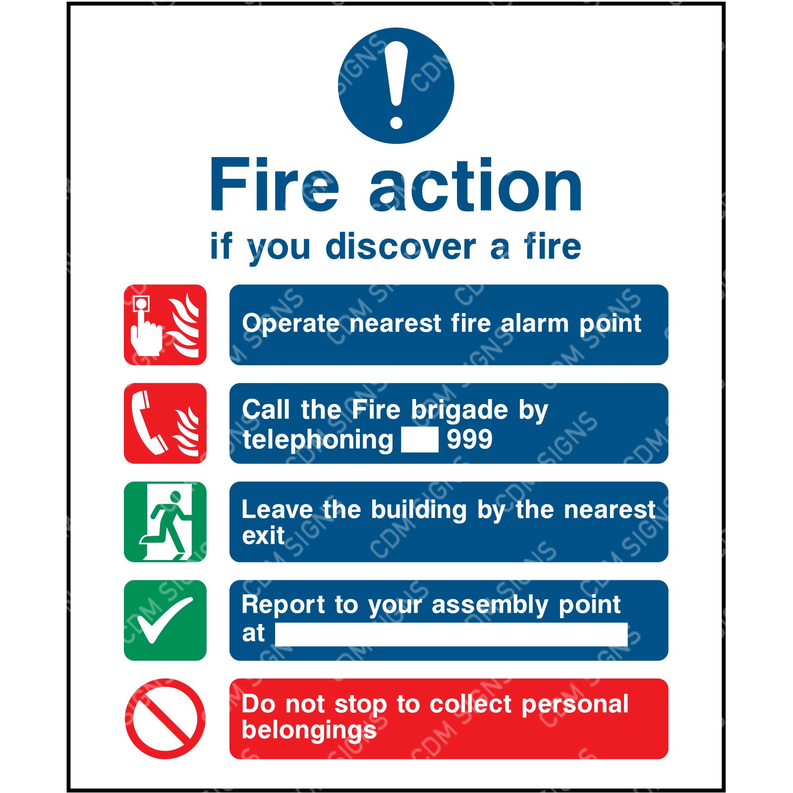 fire action sign