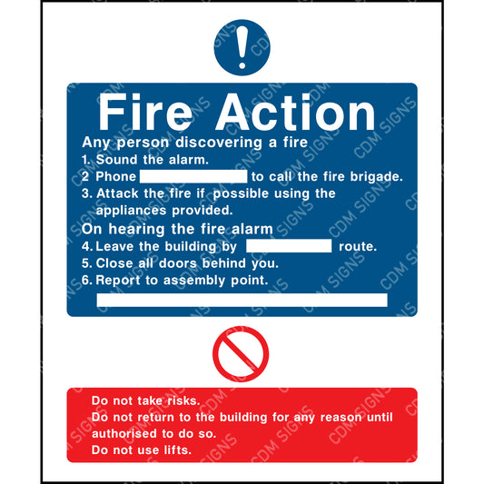 blue fire action sign