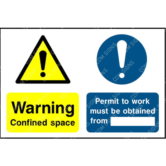 warning confined space and work permit signs