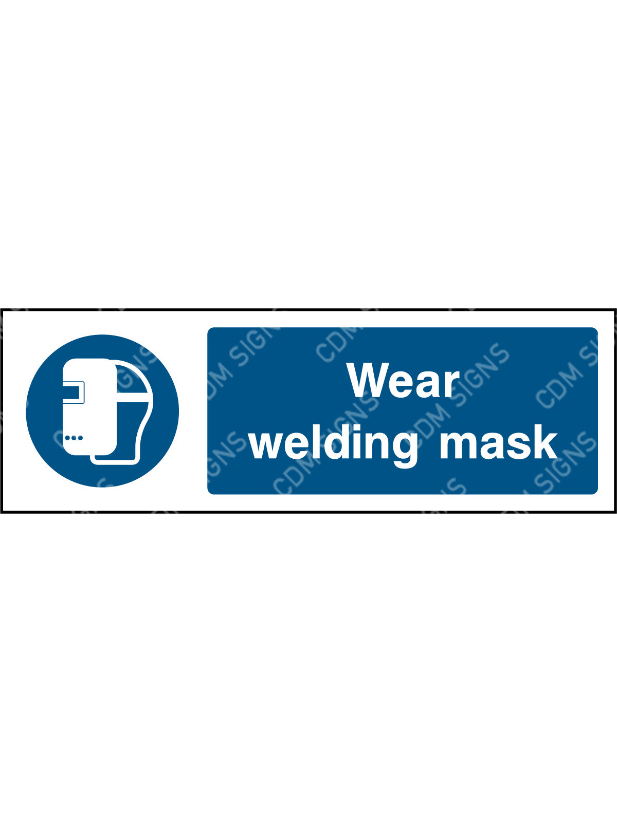 blue wear welding mask sign