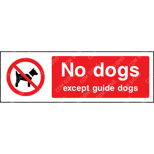 no dog except guide dogs sign