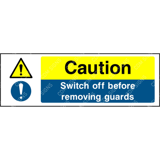 Caution Switch off before removing guards