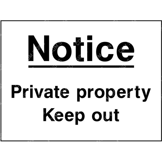 Notice private property keep out