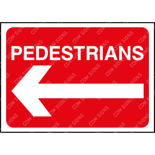 pedestrians left arrow sign